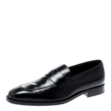 Pre Owned Tod's Black Leather Penny Loafers Size 40