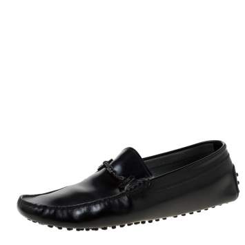 Pre Owned Tod's Black Leather Gommino Loafers Size 44