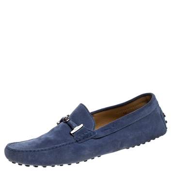 Pre Owned Tod's Blue Suede Bit Loafers Size 44.5