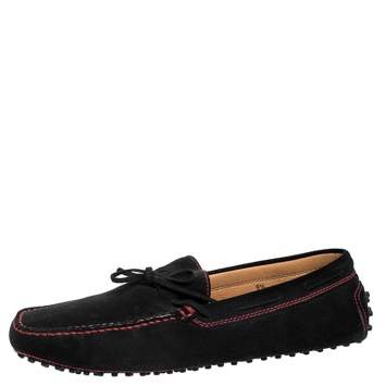 Pre Owned Tod's for Ferrari Black Suede Bow Loafers Size 44
