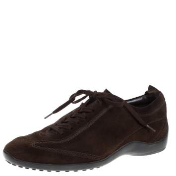 Pre Owned Tod's Brown Suede Lace Up Sneakers Size 40