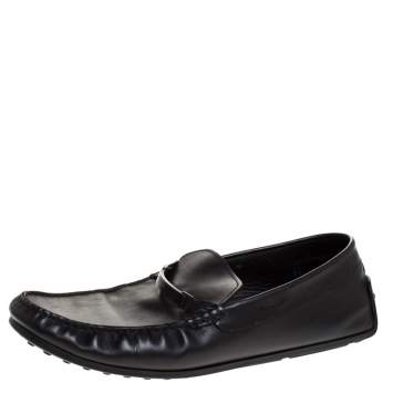 Pre Owned Tod's Black Leather Gommino Loafers Size 45.5