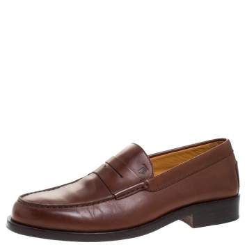 Pre Owned Tod's Brown Leather Penny Loafers Size 39.5