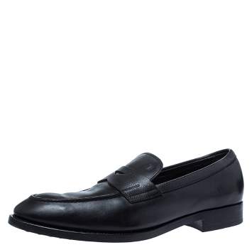 Pre Owned Tod's Black Leather Penny Loafers Size 44.5