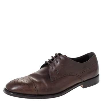 Pre Owned Tod's Brown Brogue Leather Lace Up Derby Size 40
