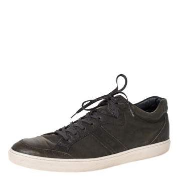 Pre Owned Tod's Green Leather Low Top Lace Up Sneakers Size 45.5