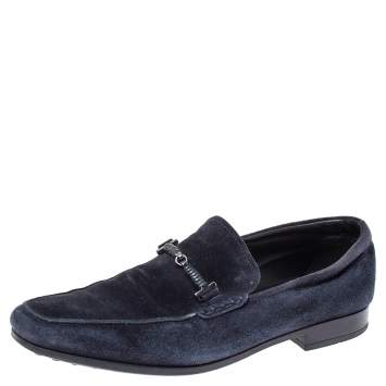 Pre Owned Tod's Blue Suede Braided Bit Loafers Size 42