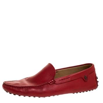 Pre Owned Tod's For Ferrari Red Leather Slip On Loafers Size 43