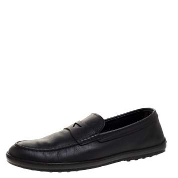 Pre Owned Tod's Black Leather Penny Loafers Size 45.5
