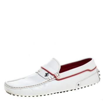 Pre Owned Tod's For Ferrari White Leather Slip On Loafers Size 41