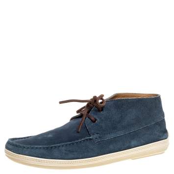 Pre Owned Tod's Blue Suede Lace Up Derby Size 44.5