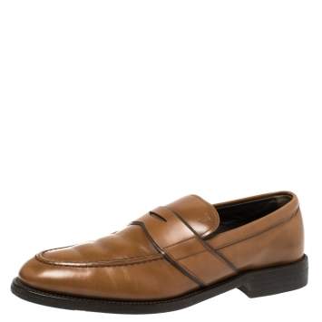Pre Owned Tod's Tan Leather Penny Slip On Loafers Size 41 