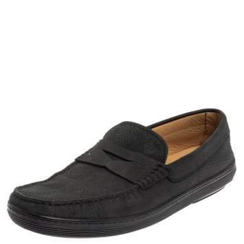 مملوكة مسبقًا Tod's Black Nubuck Leather Penny Slip On Loafers Size 43
