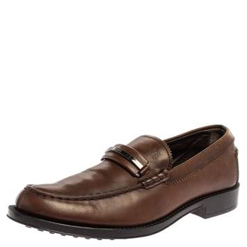 Pre Owned Tod's Brown Leather Slip on Loafers Size 41