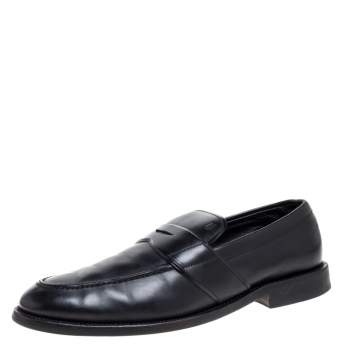 Pre Owned Tod's Black Leather Penny Slip On Loafers Size 40