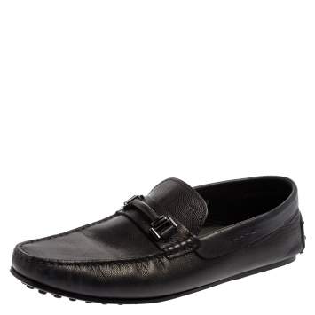 Pre Owned Tod's Blue Leather Slip On Loafers Size 42
