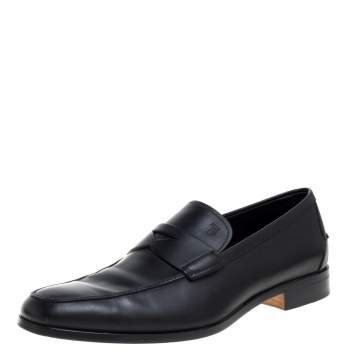 Pre Owned Tod's Black Leather Penny Loafers Size 42