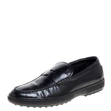 Pre Owned Tod's Black Patent Leather Penny Loafers Size 39.5