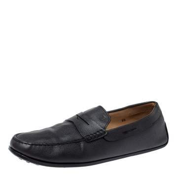 Pre Owned Tod's Black Leather Penny Loafers Size 44