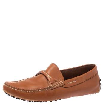 Pre Owned Tod's Brown Leather Driving Slip On Loafers Size 40.5