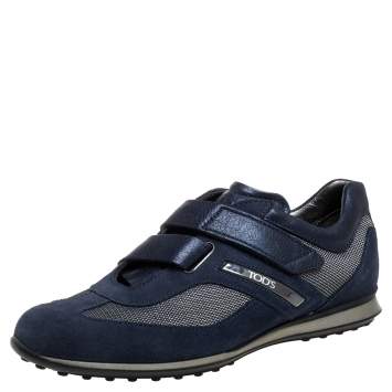 Pre Owned Tod's Blue Suede Leather And Nylon Low Top Sneakers Size 41