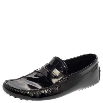 مملوكة مسبقًا Tod's Black Patent Leather Penny Slip On Loafers Size 43