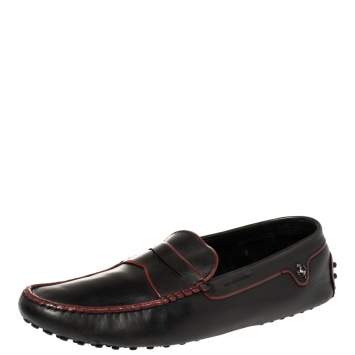 Pre Owned Tod's Black Leather Penny Loafers Size 43