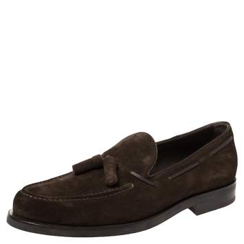 Pre Owned Tod's Brown Suede Tassel Slip On Loafers Size 43 