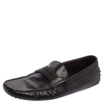 مملوكة مسبقًا Tod's Black Leather And Fabric Loafers Size 47