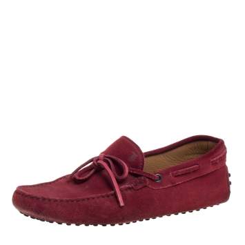 مملوكة مسبقًا Tod's Burnt Red Suede City Gommino Bow Loafers Size 40