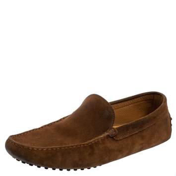 Pre Owned Tod's Brown Suede Gommino Slip On Loafers Size 45.5