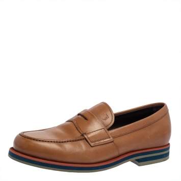 Pre Owned Tod's Tan Leather Slip On Loafers Size 41