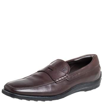 مملوكة مسبقًا Tod's Brown Leather Penny Slip On Loafers Size 43