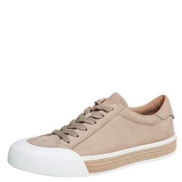 Pre Owned Tod's Beige Nubuck Leather Low Top Sneakers Size 41