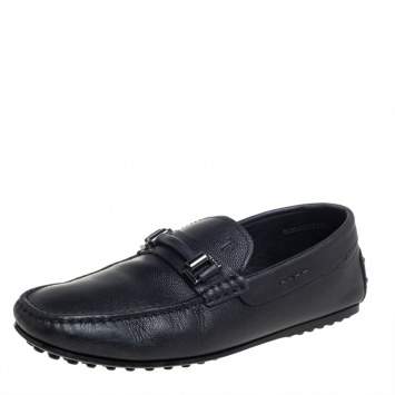 Pre Owned Tod's Black Leather Slip On Loafers Size 39