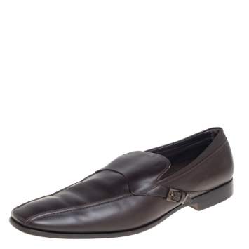 Pre Owned Tods Brown Leather Slip On Loafers Size 45.5