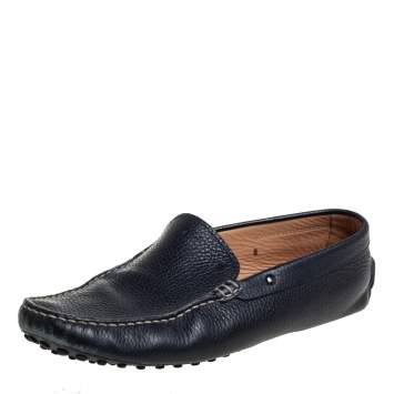 Pre Owned Tod's Navy Blue Leather Slip On Loafer Size 42