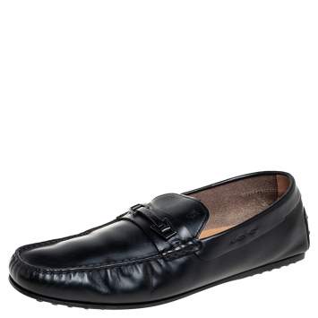 Pre Owned Tod's Black Leather Slip on Loafer Size 43