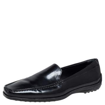 Pre Owned Tod's Black Leather Slip On  Loafers Size 36