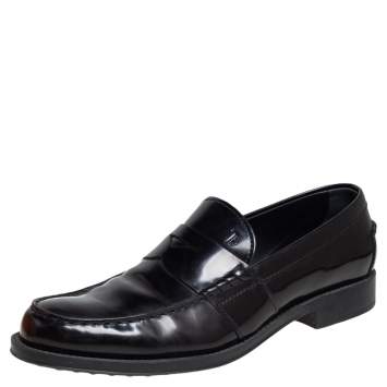 مملوكة مسبقًا Tod's Black Leather Penny Slip On Loafers Size 44.5