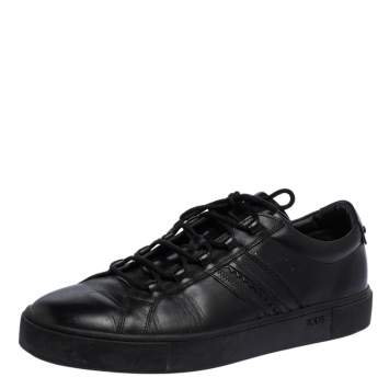 Pre Owned Tod's Black Leather Low Top Sneakers Size 44.5