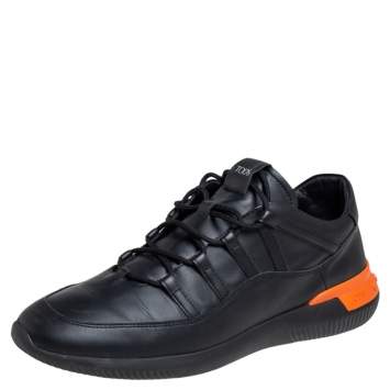 Pre Owned Tod's Black Leather No Code 1 Low Top Sneakers Size 44.5