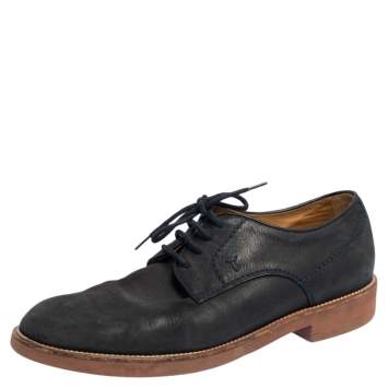 Pre Owned Tod's Navy Blue Suede Lace Up Derby Size 41