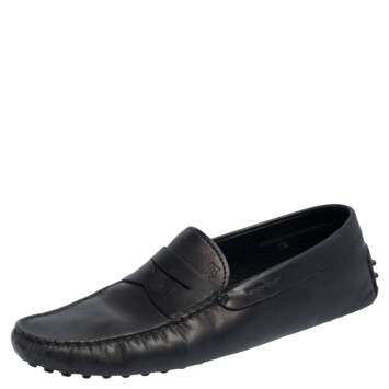 Pre Owned Tod's Black Leather Penny Loafers Size 41.5