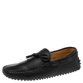 Pre Owned Tod's Black Leather Bow Driving Loafers Size 40