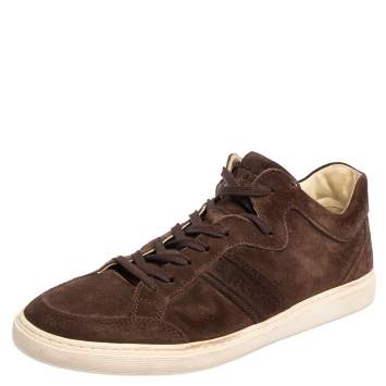Pre Owned Tod's Brown Suede Lace Up Sneakers Size 41.5