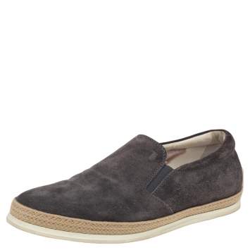 مملوكة مسبقًا Tod's Grey Suede Francesina Espadrille Slip On Sneakers Size 40