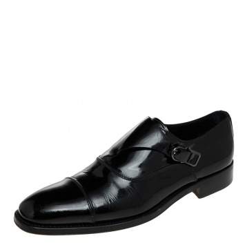 Pre Owned Tod's Black Patent Leather Single Flap Oxford Monks 42