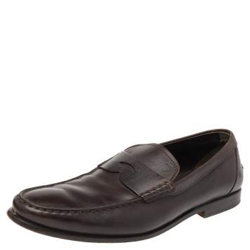 Pre Owned Tod's Brown Leather Penny Slip On Loafers Size 42