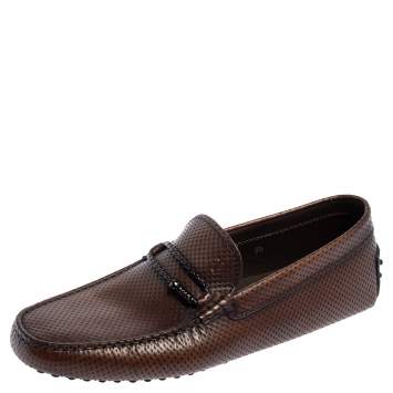 Pre Owned Tod's Brown Leather Slip on Loafers Size 44